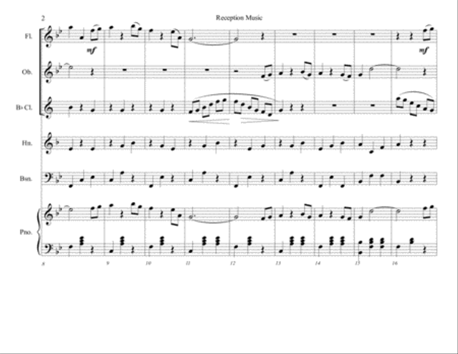 Reception Music for Silent Film Woodwind Quintet scores gallery preview page 2