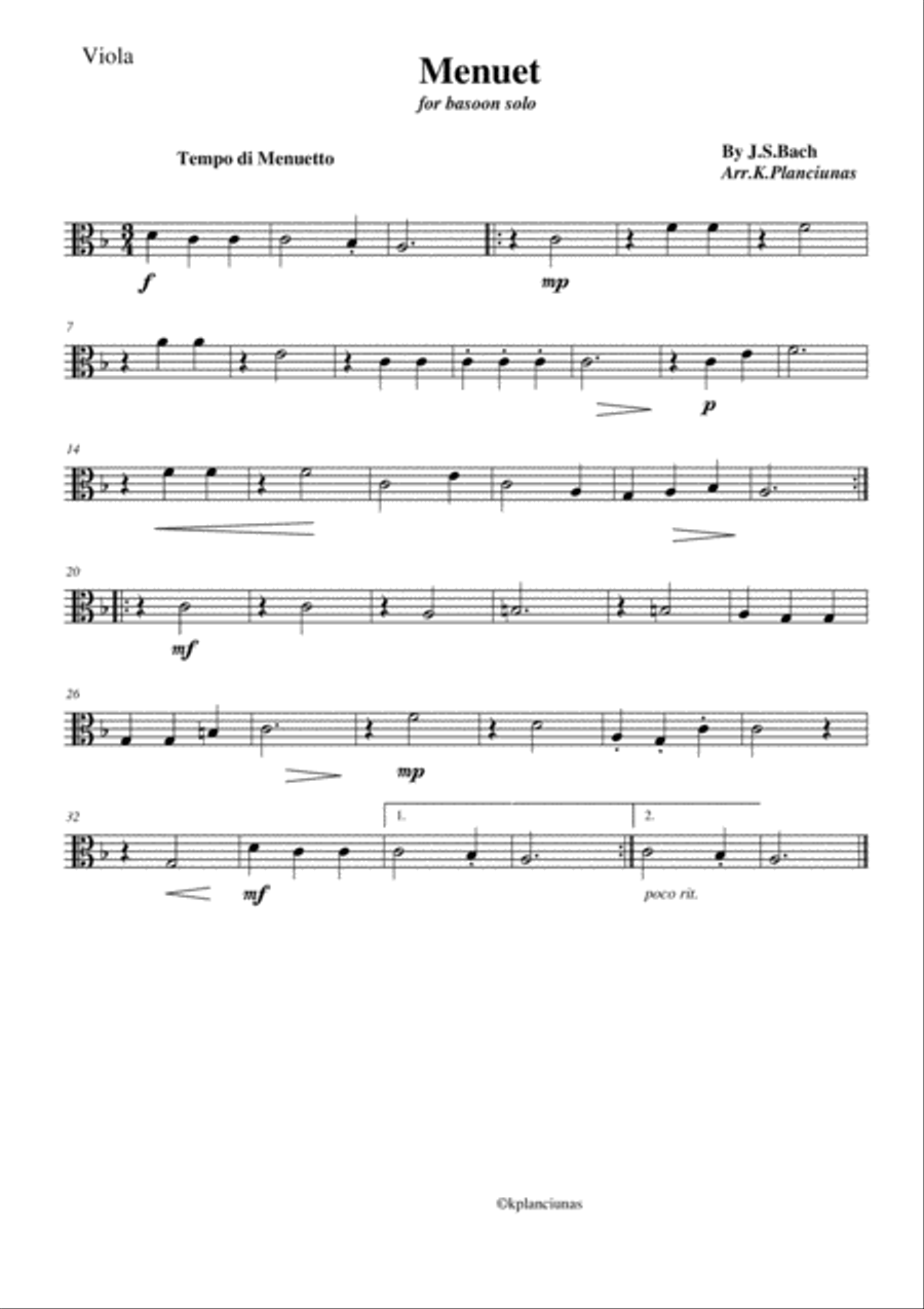 Menuet for Bassoon solo String Orchestra scores gallery preview page 3