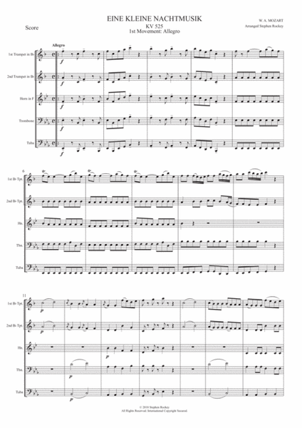 Eine Kleine Nachtmusik 1st Movement Allegro for Brass Quintet image number null