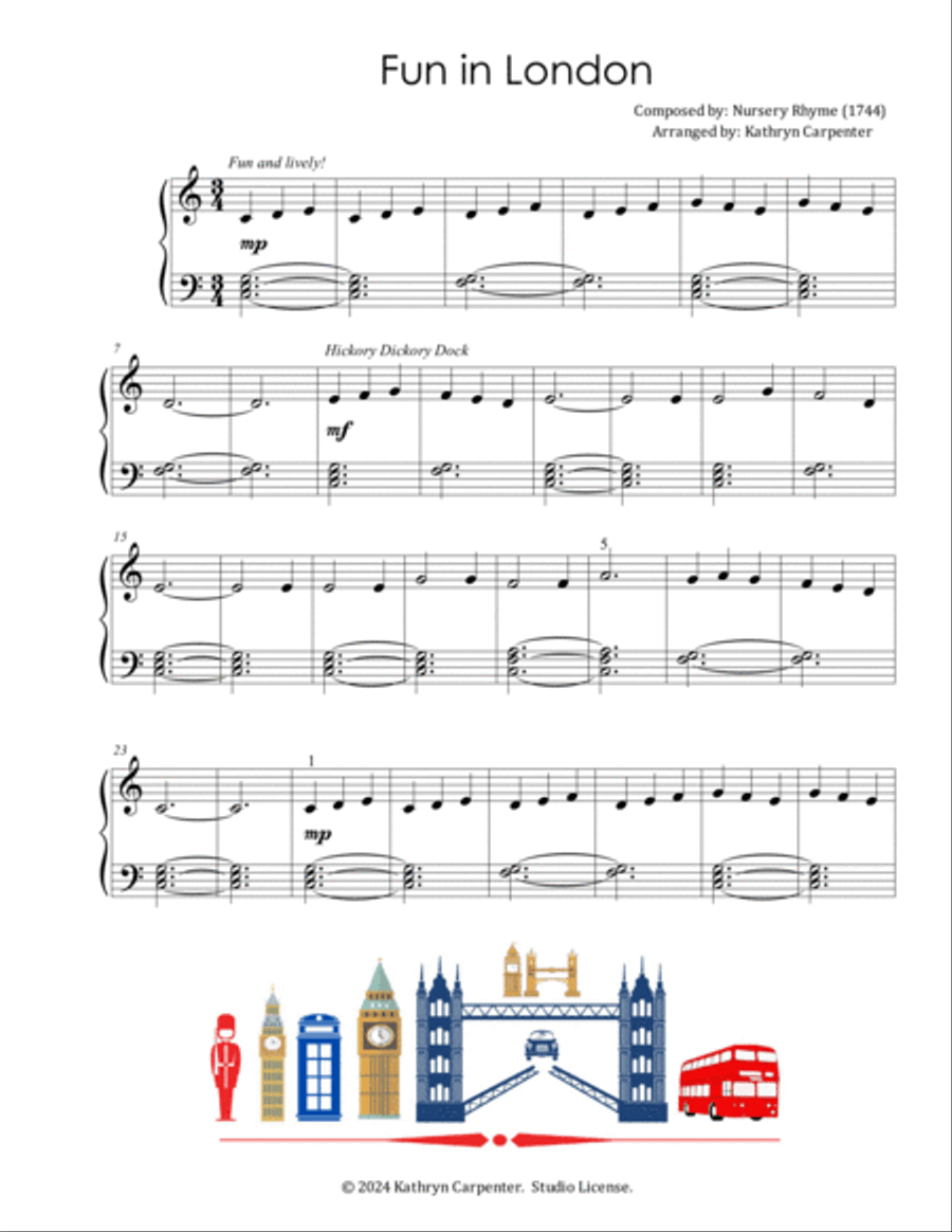 Fun in London (Level 1, Studio License, Piano Solo) Piano Method scores gallery preview page 2