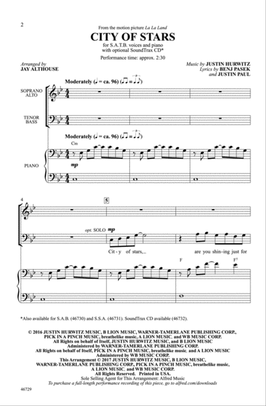 City of Stars Choir scores gallery preview page 1