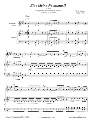 Mozart: Eine kleine Nachtmusik for Baritone Horn & Piano