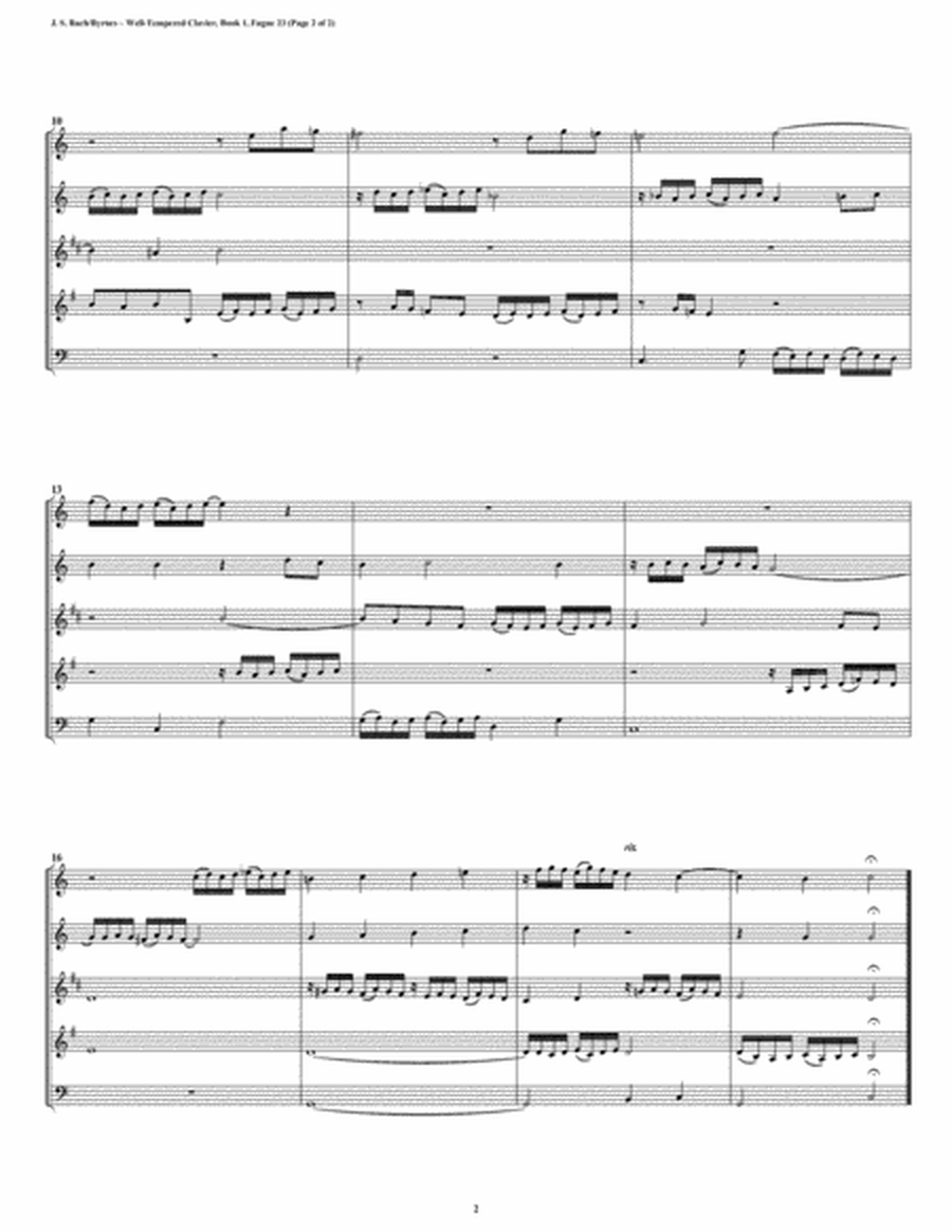 Prelude 23 from Well-Tempered Clavier, Book 1 (Woodwind Quintet) image number null