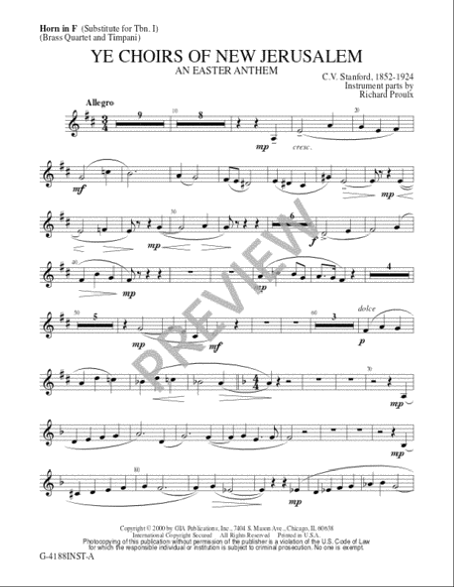Ye Choirs of New Jerusalem - Brass Quartet edition Trombone scores gallery preview page 12