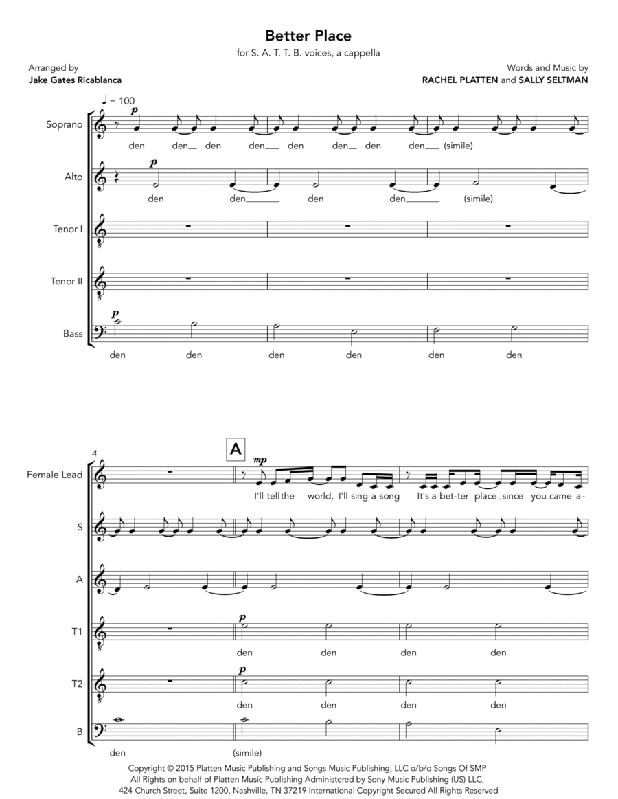 Better Place A Cappella scores gallery preview page 1