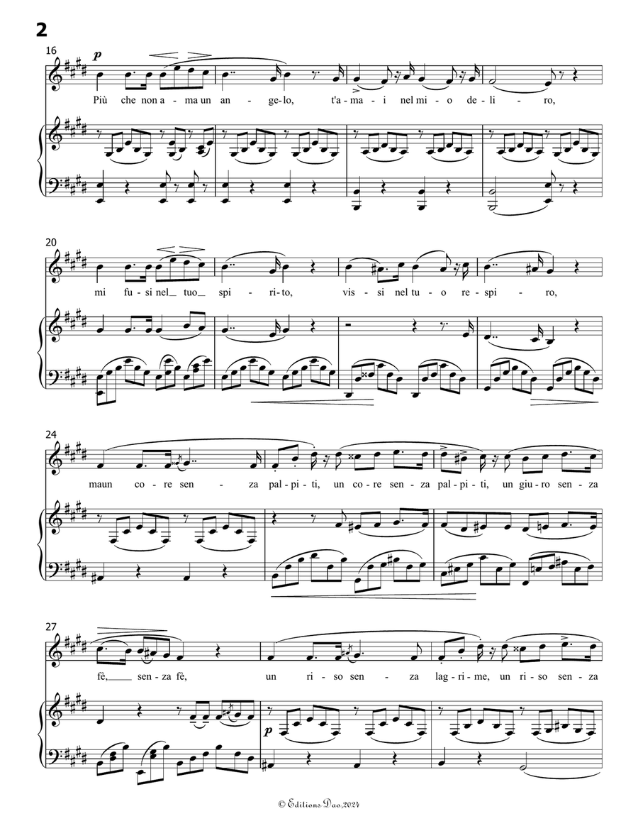 L'amor funesto, by Donizetti, in E Major Piano, Vocal scores gallery preview page 4
