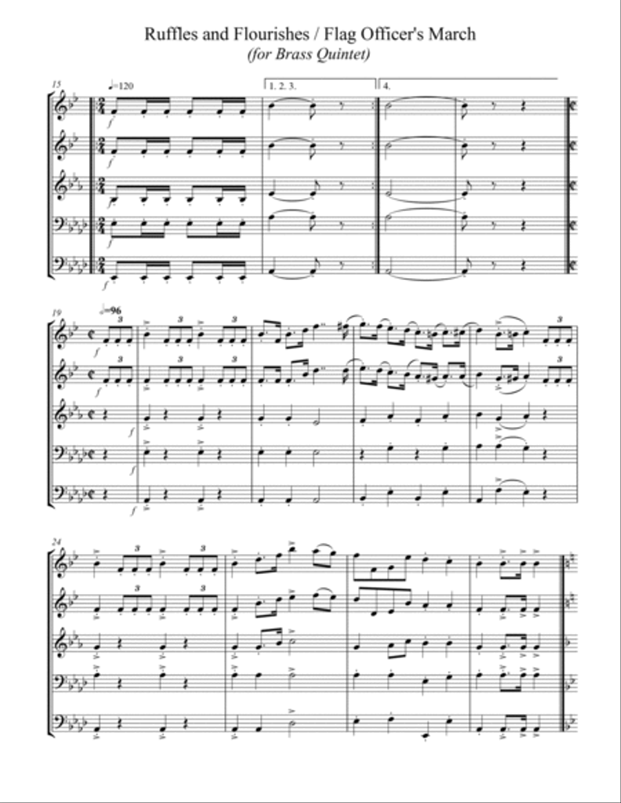 March - Generals & Flag March (for Brass Quintet) Brass Quintet scores gallery preview page 3