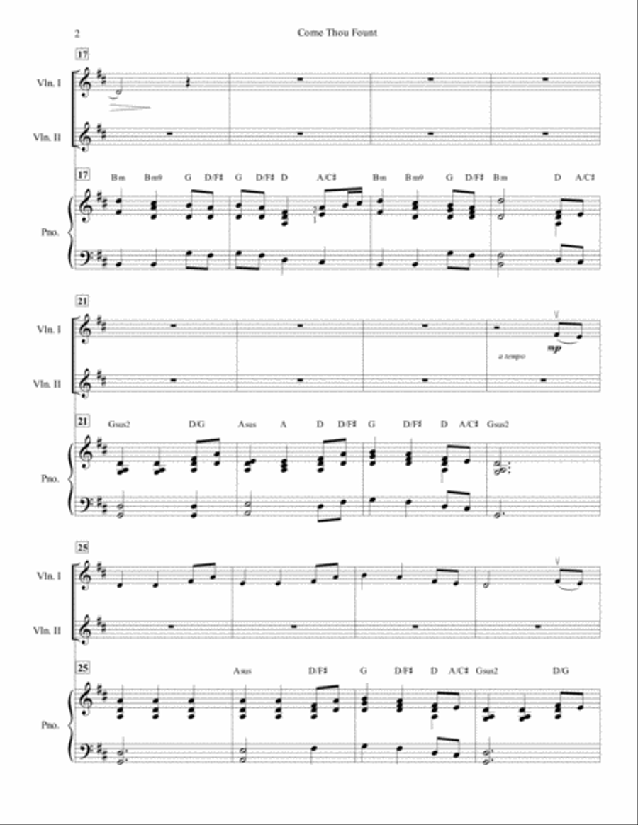 Come Thou Fount, for Two Violins and Piano (feat. Stephanie Immordino) Violin scores gallery preview page 3