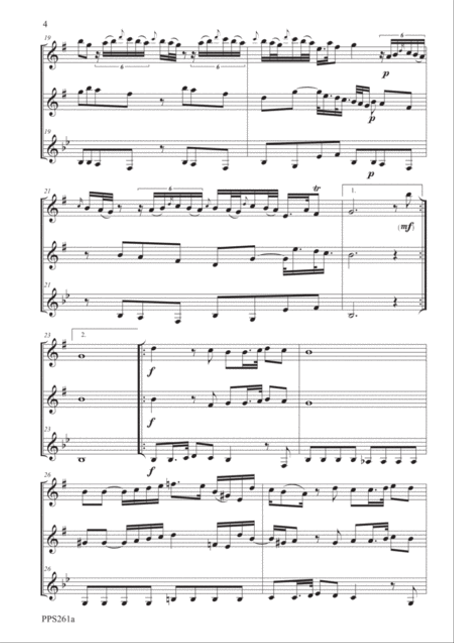LOCATELLI TRIO SONATA IN E MINOR OPUS 5 No. 5 for flute, oboe & clarinet Woodwind Trio scores gallery preview page 4