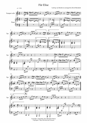 Fur Elise for Trumpet and Piano