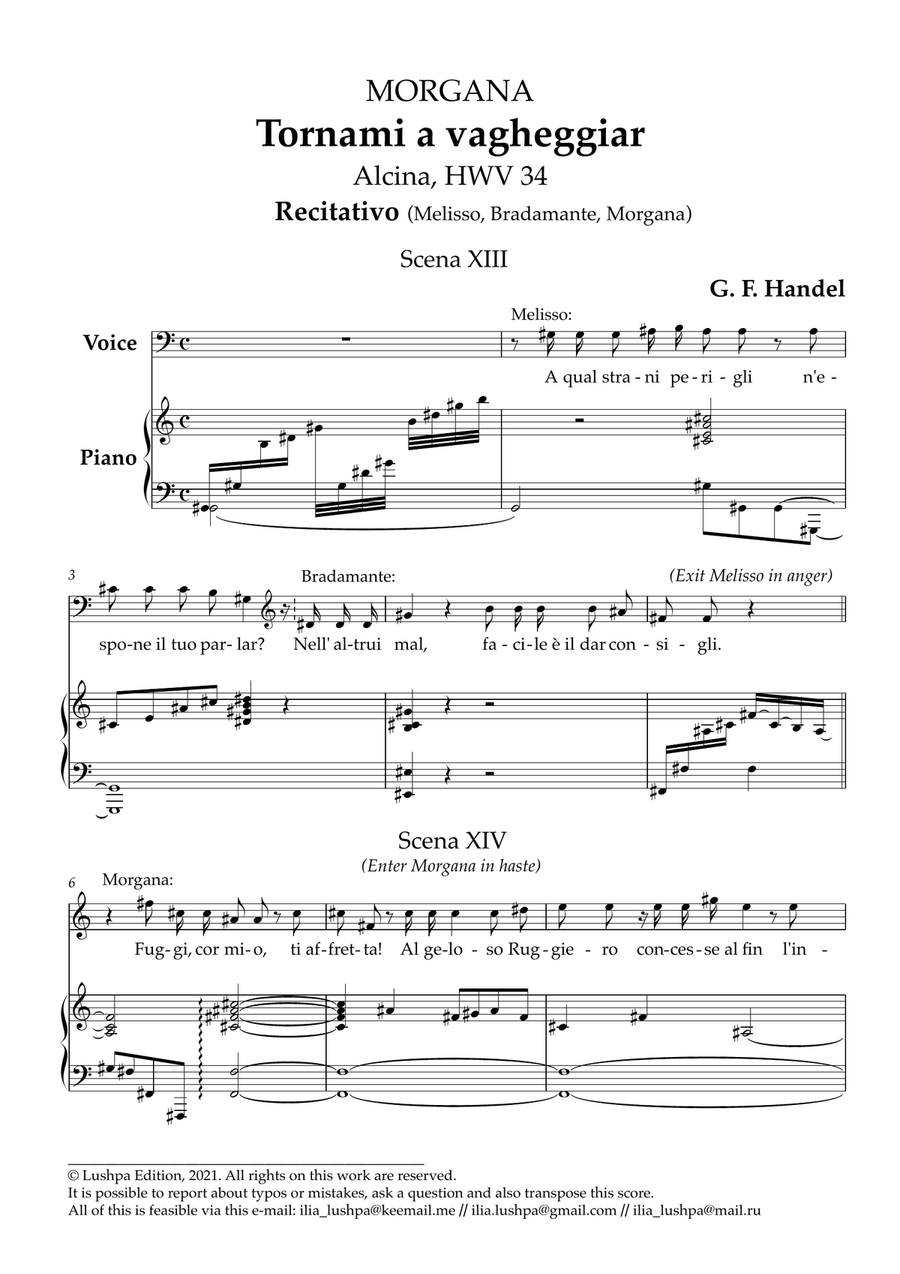 Tornami a vagheggiar (A major) Tornami a vagheggiar (A major) Piano, Vocal scores gallery preview page 3