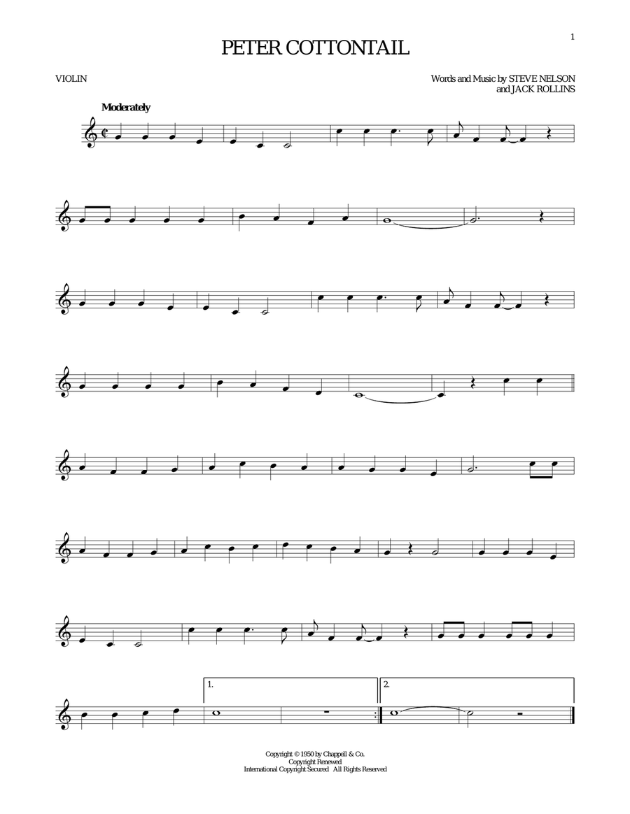 Peter Cottontail Peter Cottontail Violin Solo scores gallery preview page 1