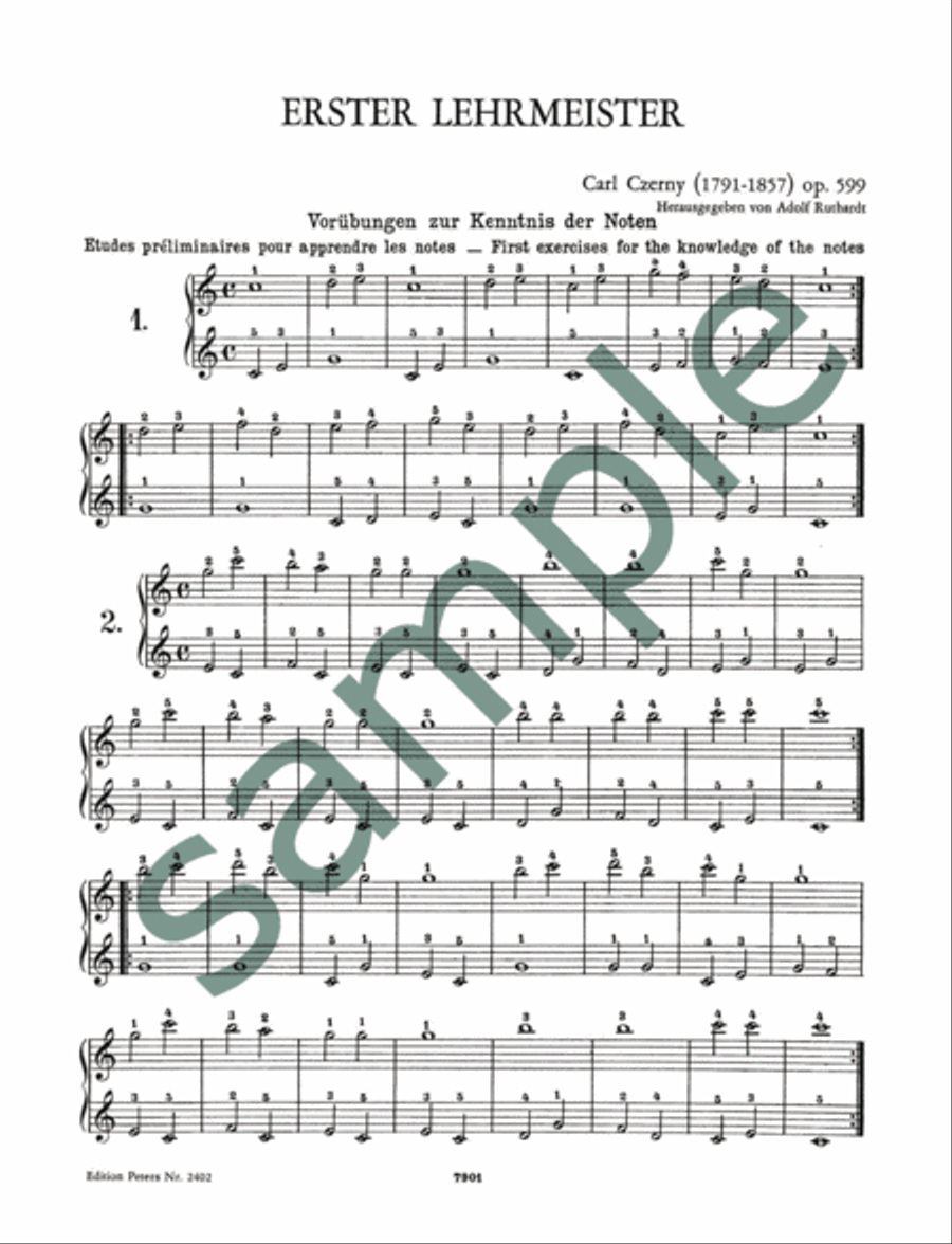 First Tutor Op. 599 for Piano Piano scores gallery preview page 3