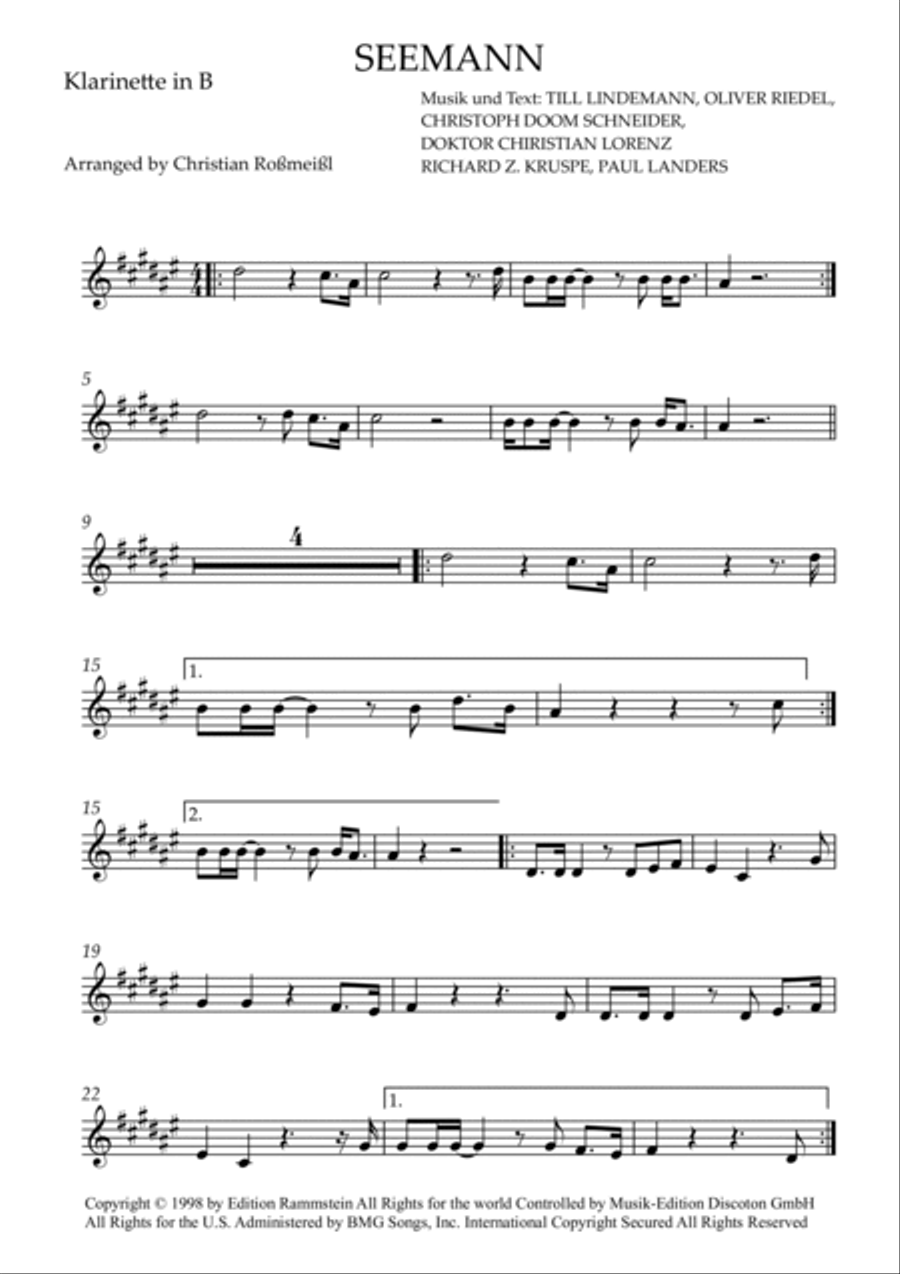 Seemann B-Flat Clarinet scores gallery preview page 2