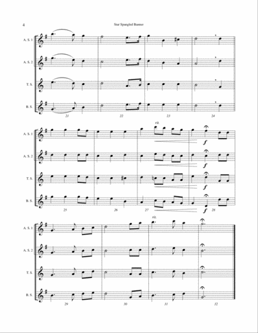 Star Spangled Banner Star Spangled Banner Woodwind Quartet scores gallery preview page 4
