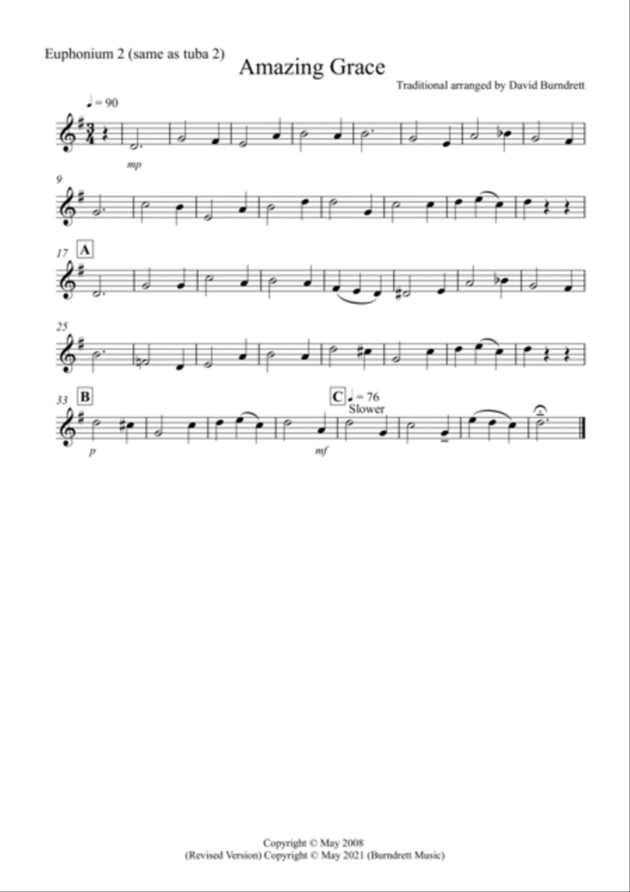 Amazing Grace for Tuba Quartet Amazing Grace for Tuba Quartet Tuba Quartet scores gallery preview page 6