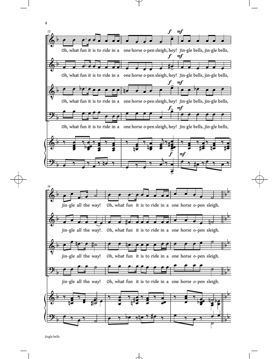 Jingle Bells 4-Part scores gallery preview page 3