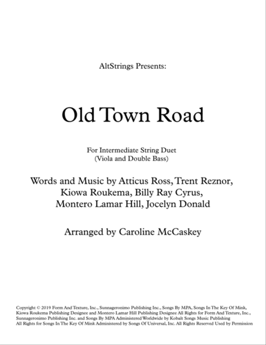 Old Town Road (remix) String Duet scores gallery preview page 1
