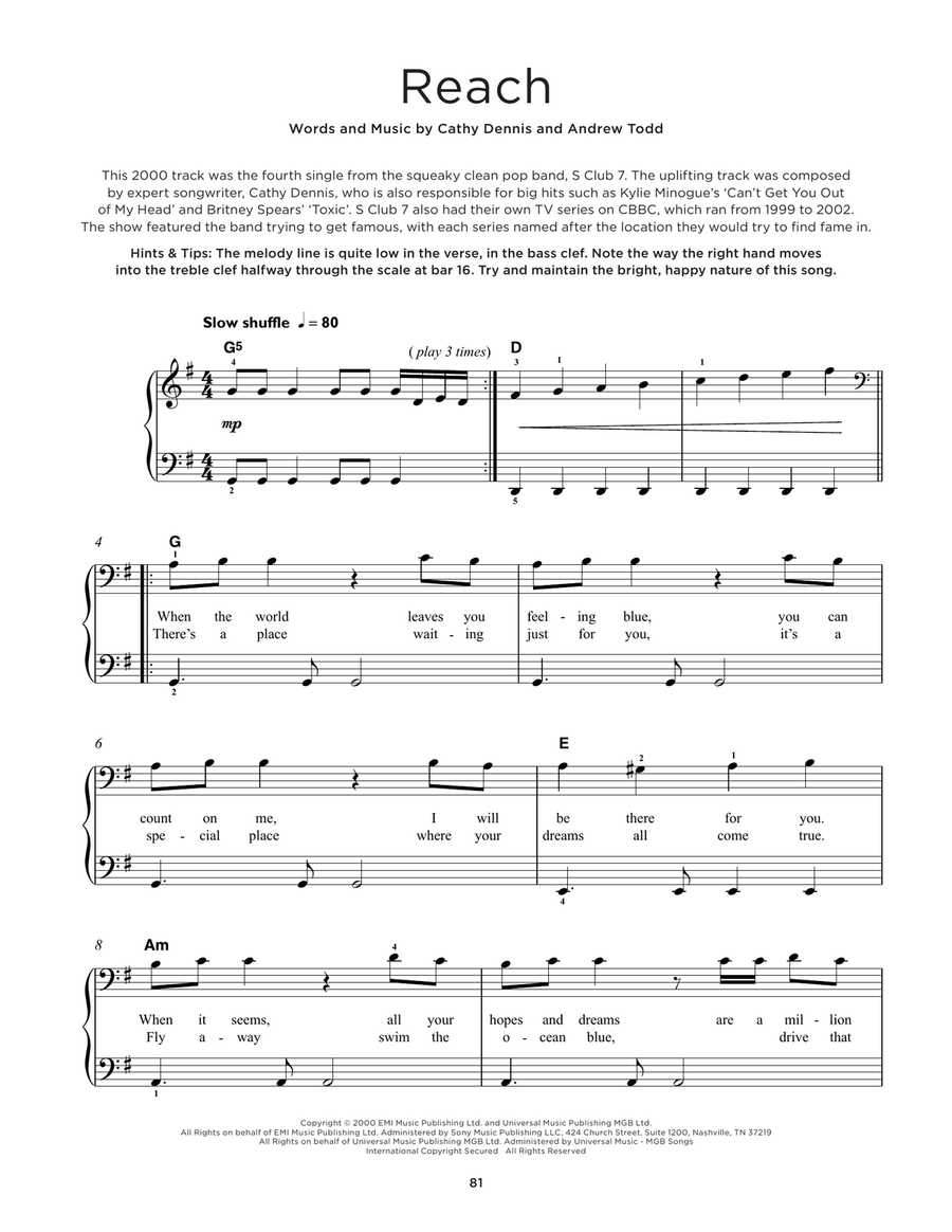 Reach Easy Piano scores gallery preview page 1