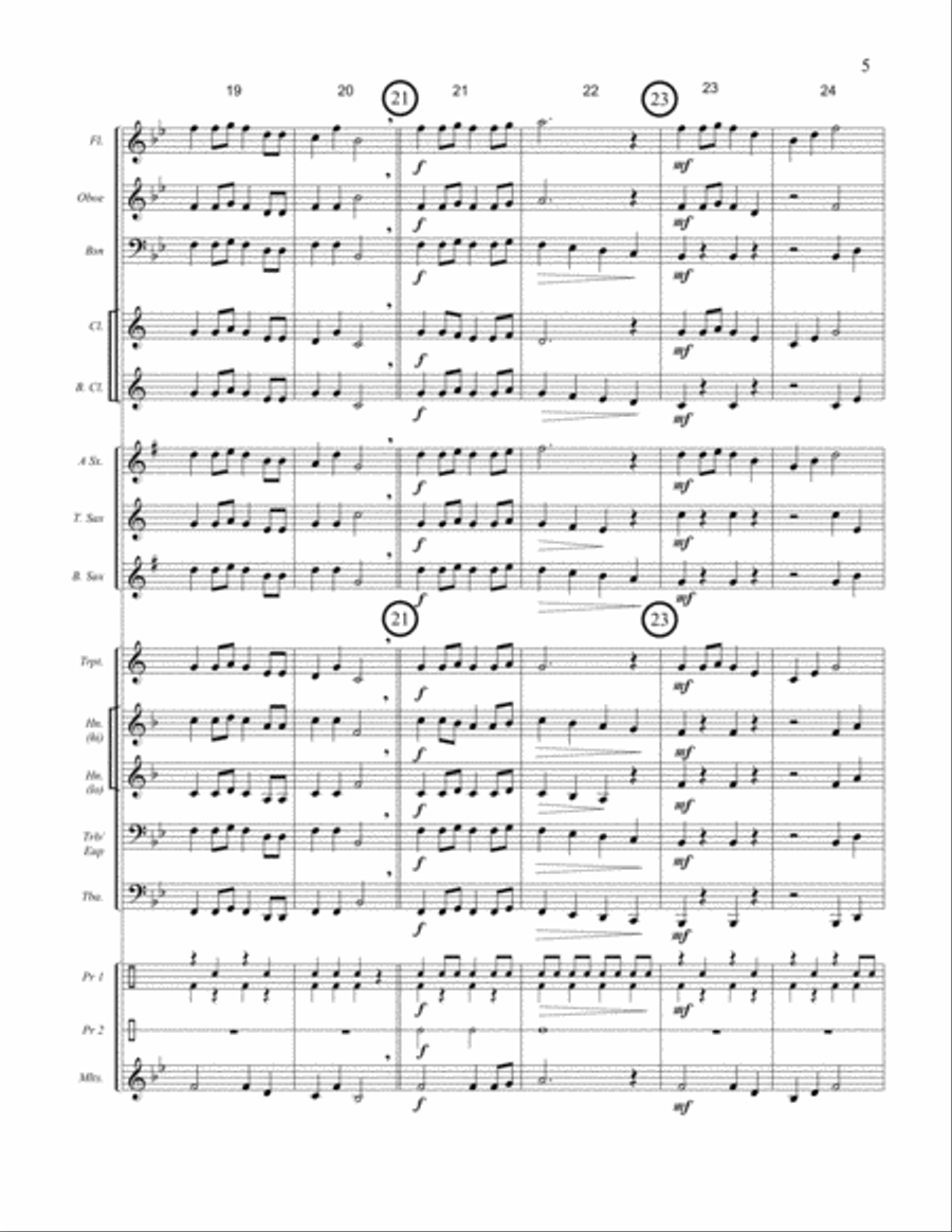 HOUSETOP MARCH (Up on the Roof Top) - beginner band - easy - score, parts & license to copy Concert Band scores gallery preview page 6