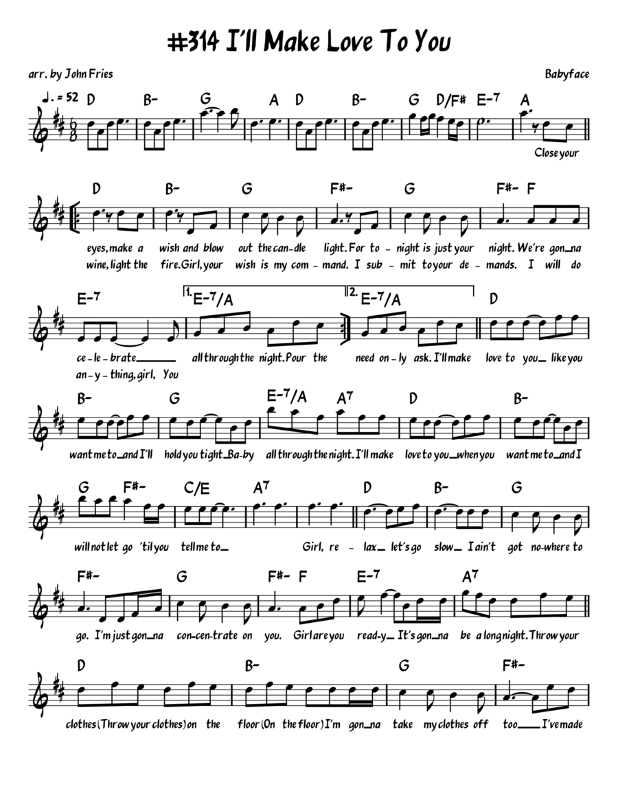 I'll Make Love To You Piano, Vocal, Guitar scores gallery preview page 1