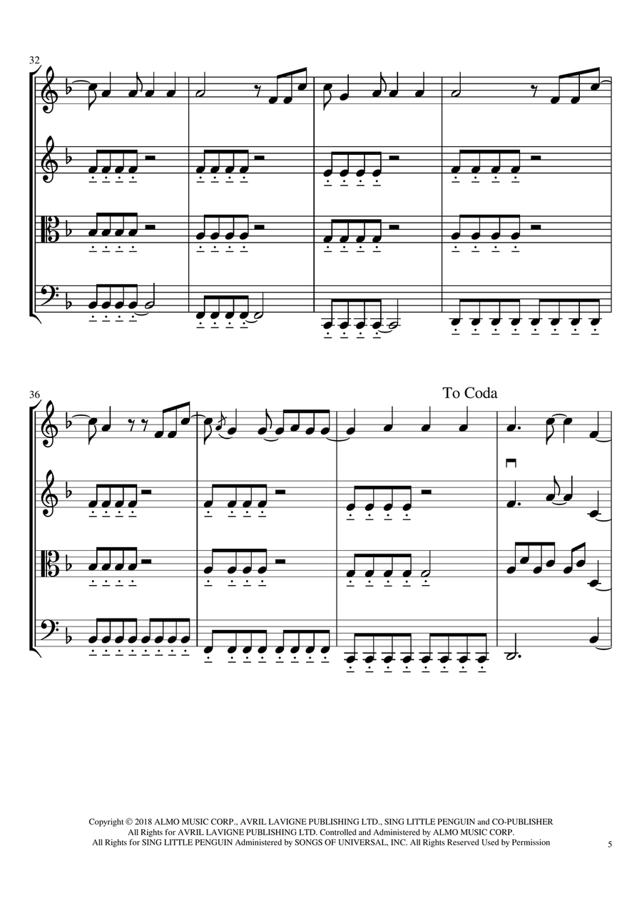 Head Above Water String Quartet scores gallery preview page 5