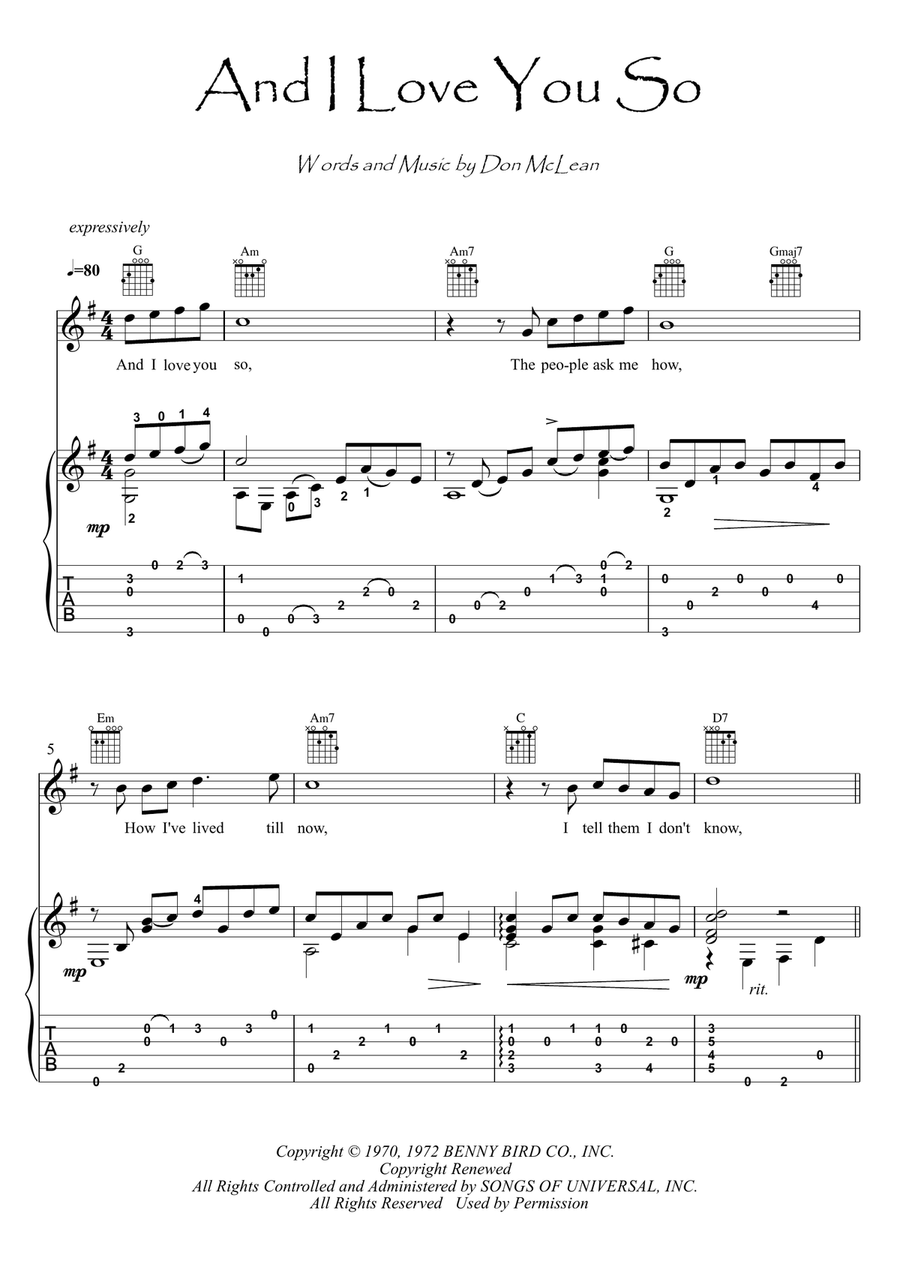 And I Love You So Acoustic Guitar scores gallery preview page 1