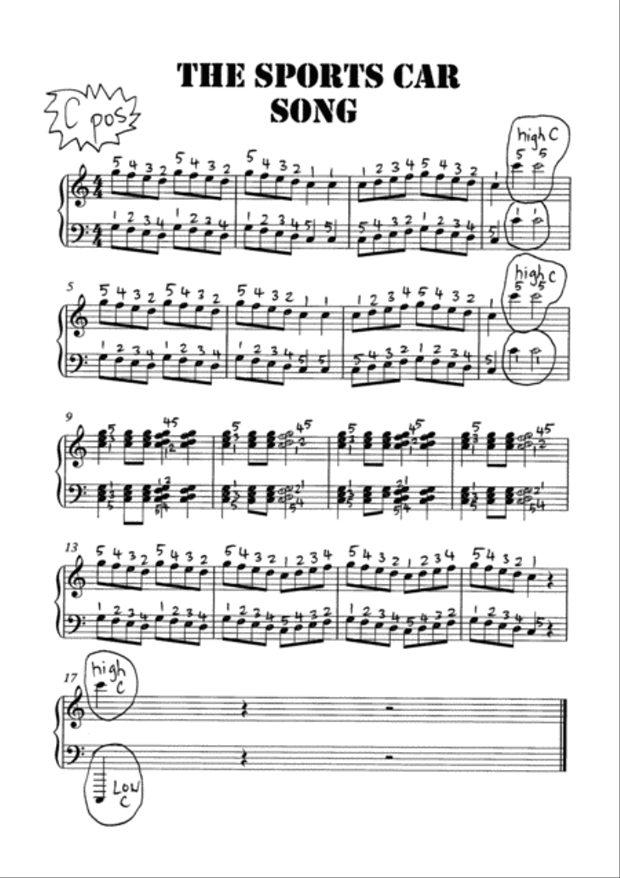 The Sports Car Song Piano Method scores gallery preview page 1