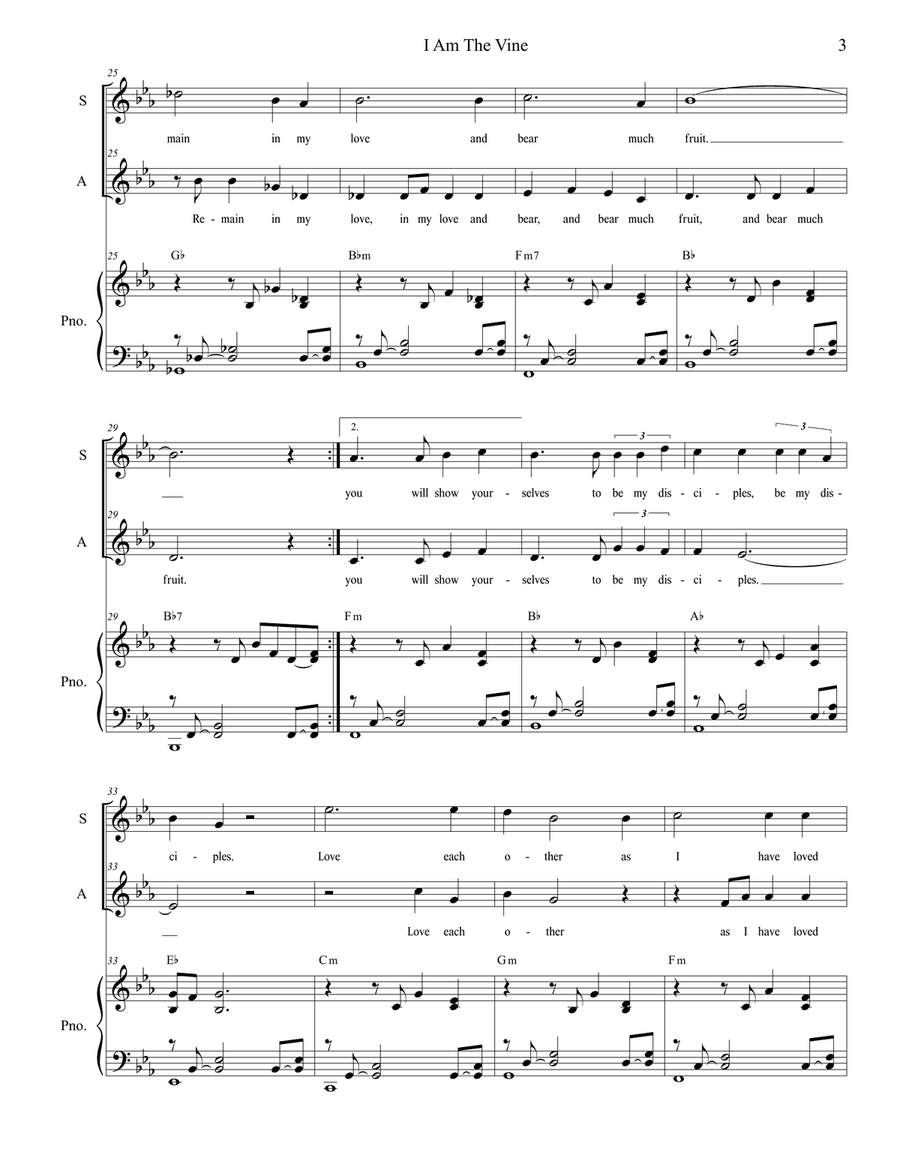I Am The Vine (Duet for Soprano and Alto solo) I Am The Vine (Duet for Soprano and Alto solo) Alto Voice scores gallery preview page 3