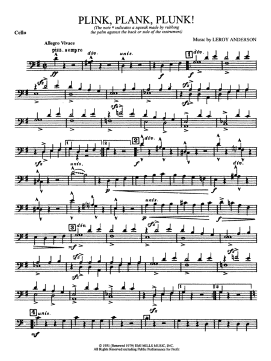 Plink, Plank, Plunk!: Cello String Orchestra scores gallery preview page 1