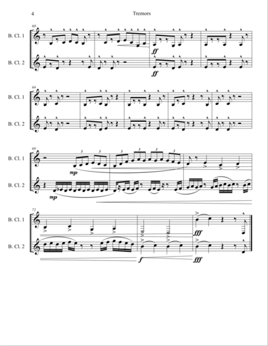 Tremors Clarinet Duet scores gallery preview page 4