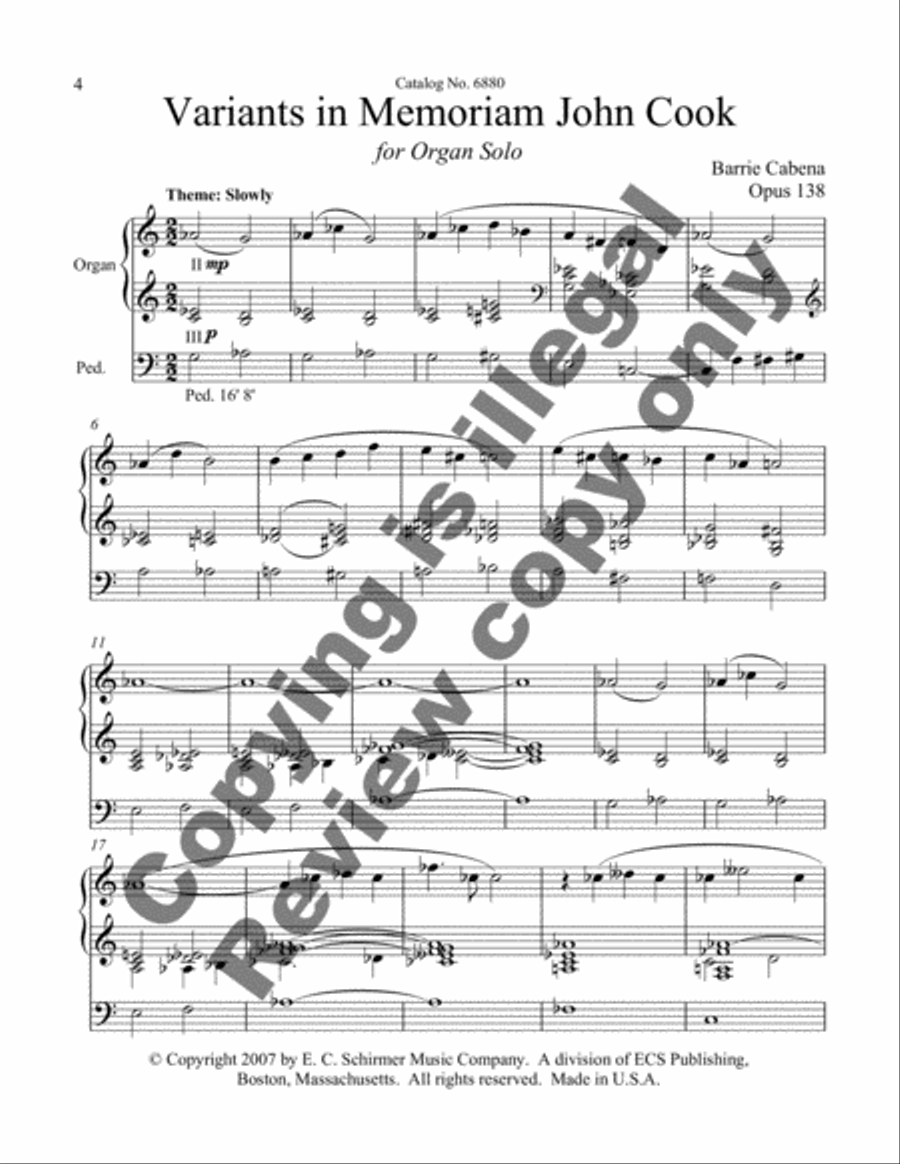 Variants in Memoriam John Cook Organ scores gallery preview page 8