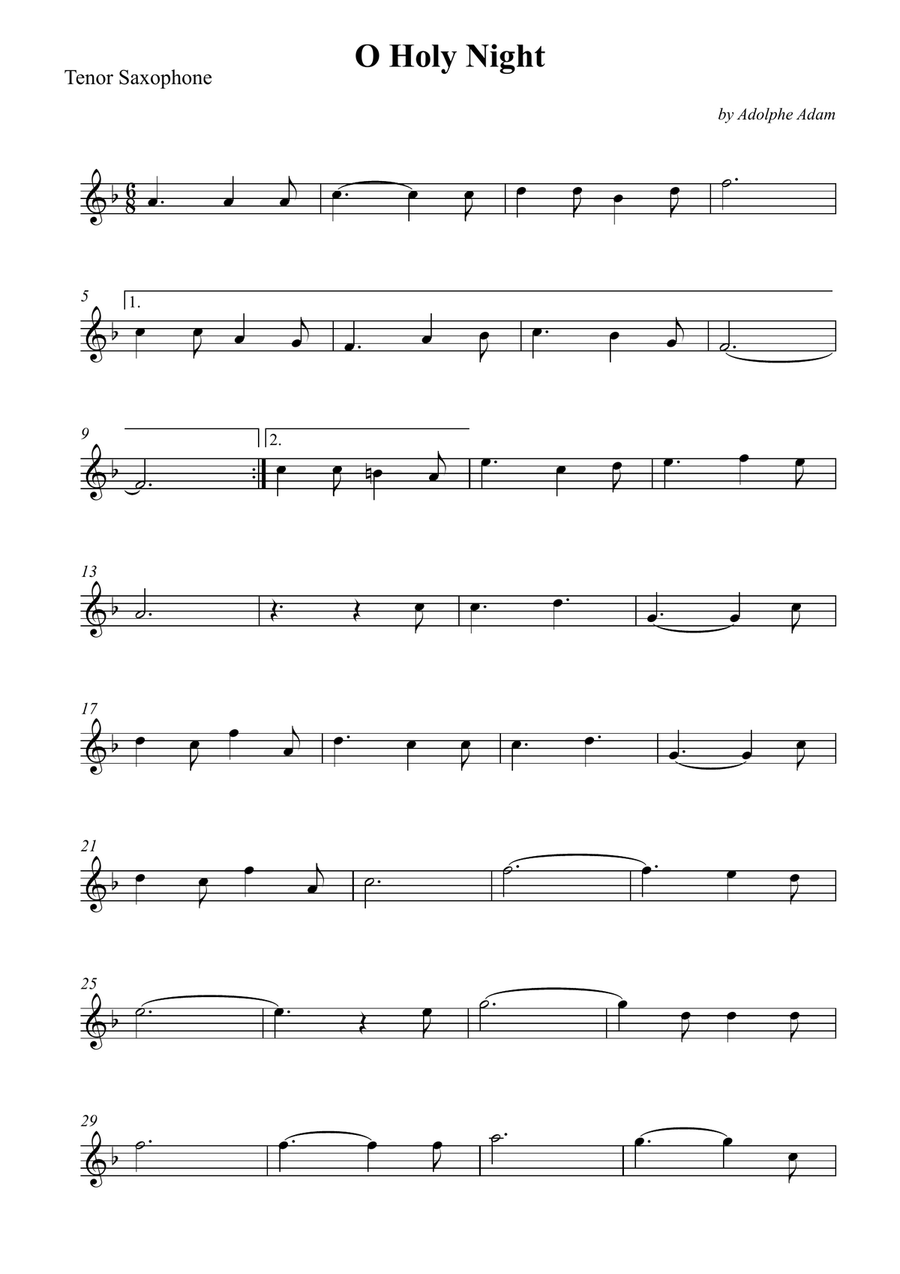 O Holy Night O Holy Night Tenor Saxophone scores gallery preview page 1