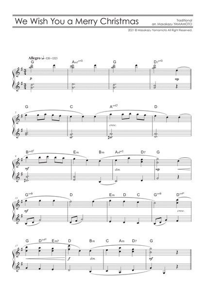 We Wish You a Merry Christmas [Piano solo / beginner] image number null
