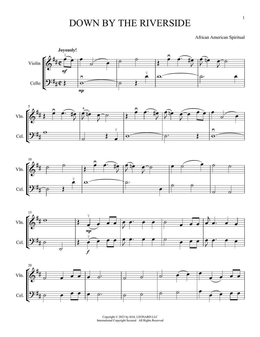 Down By The Riverside (arr. Michelle Hynson) String Duet scores gallery preview page 1