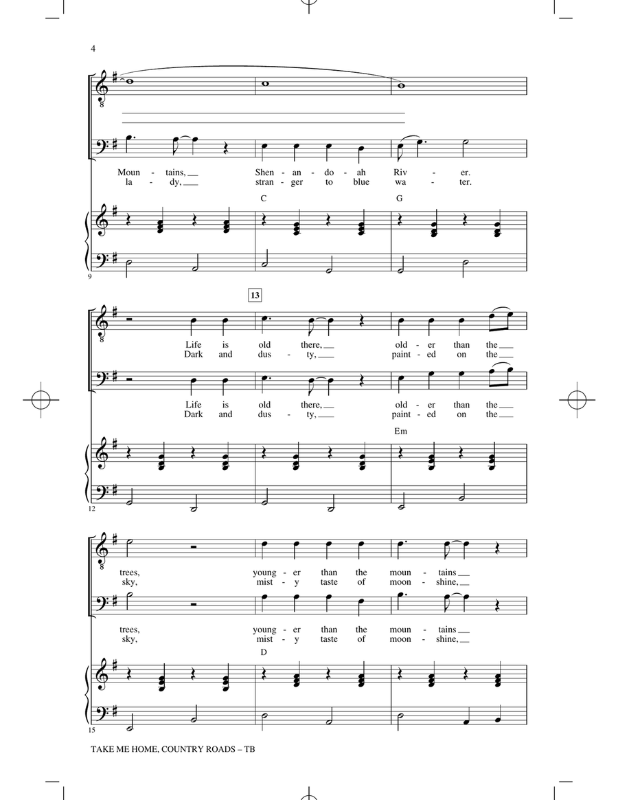 Take Me Home, Country Roads (arr. Roger Emerson) TB scores gallery preview page 2
