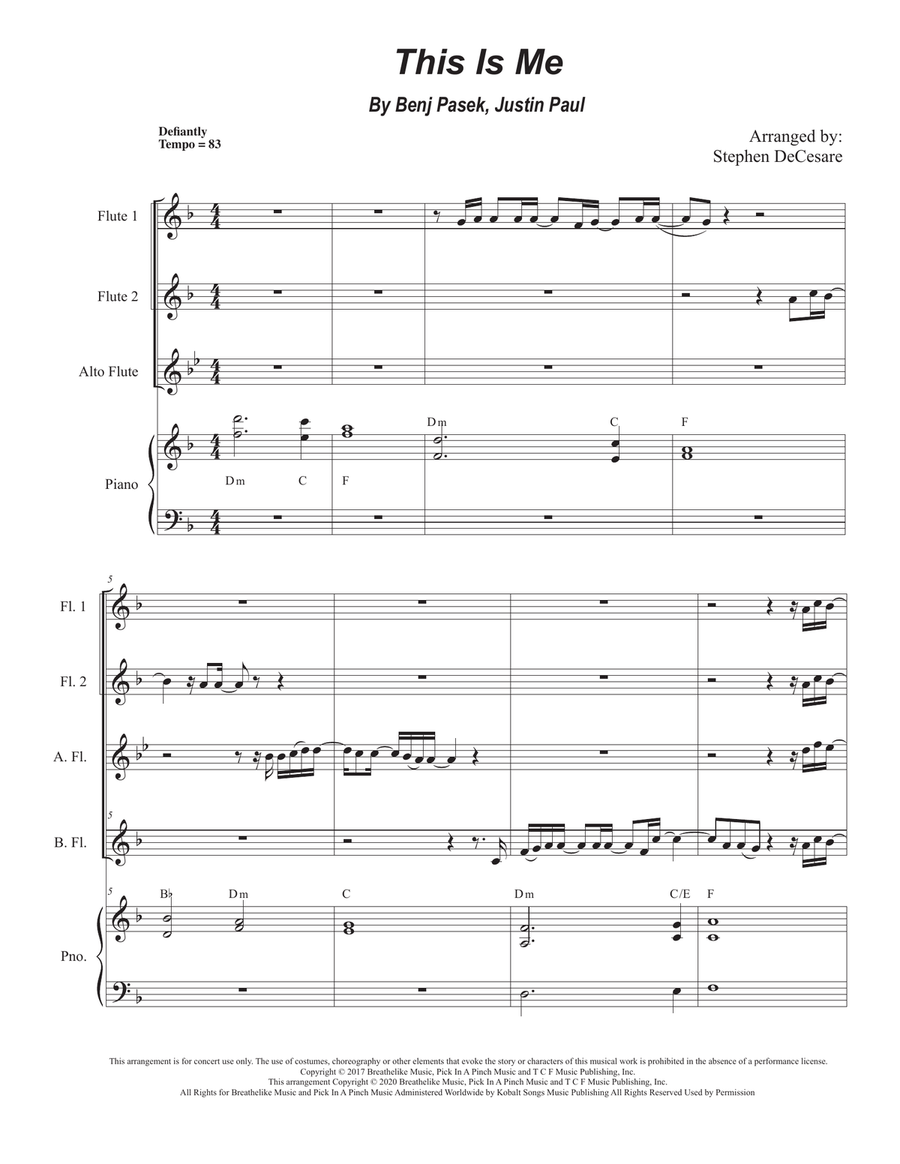 This Is Me This Is Me Woodwind Ensemble scores gallery preview page 1
