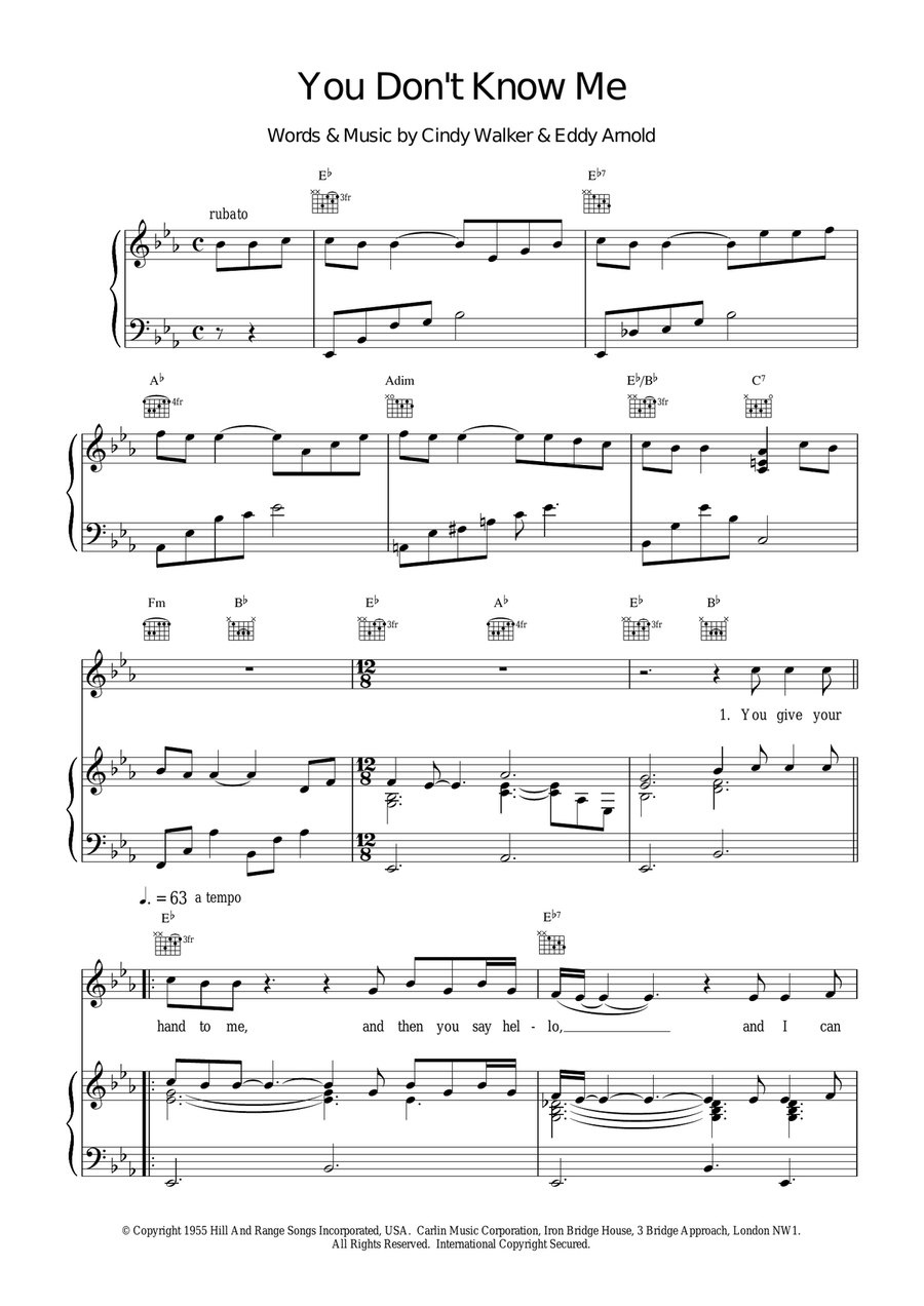You Don't Know Me You Don't Know Me Piano, Vocal, Guitar scores gallery preview page 1