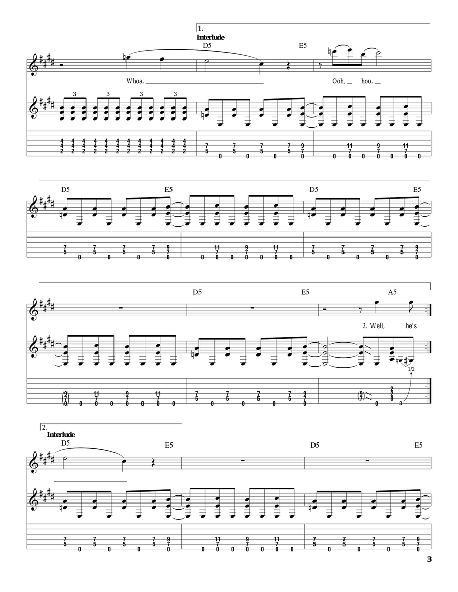 Rocky Mountain Way Acoustic Guitar scores gallery preview page 3