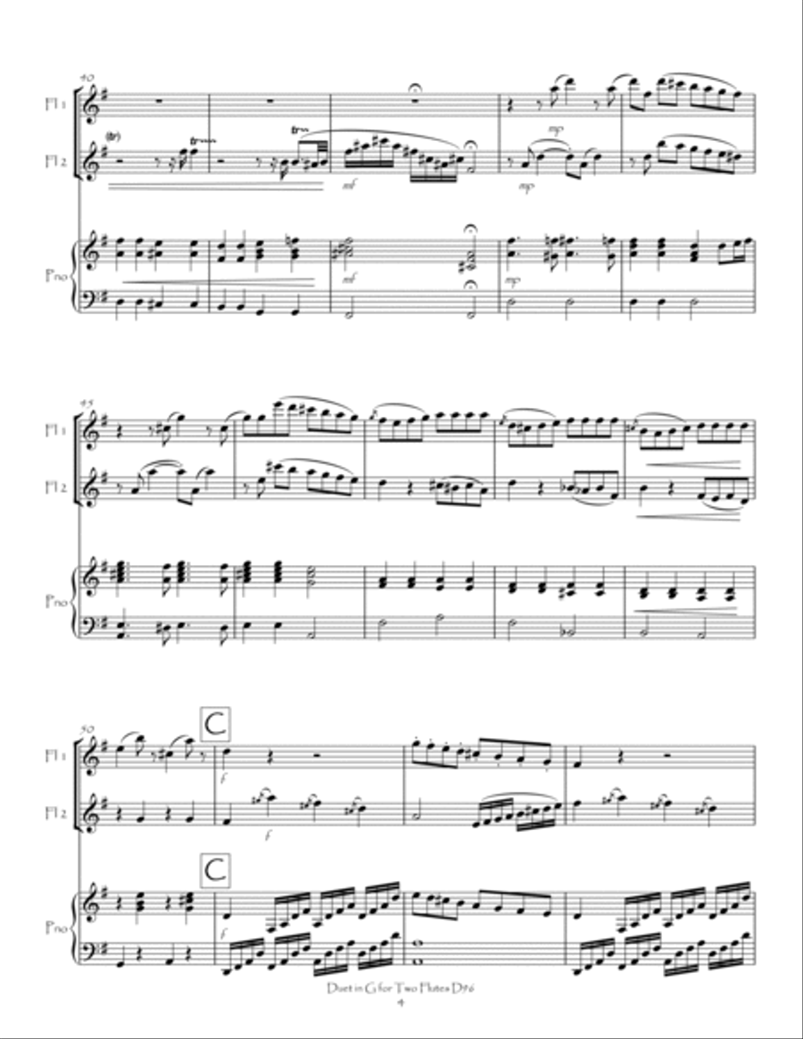 Duet in G, D96 for Two Flutes and Piano Flute Duet scores gallery preview page 5