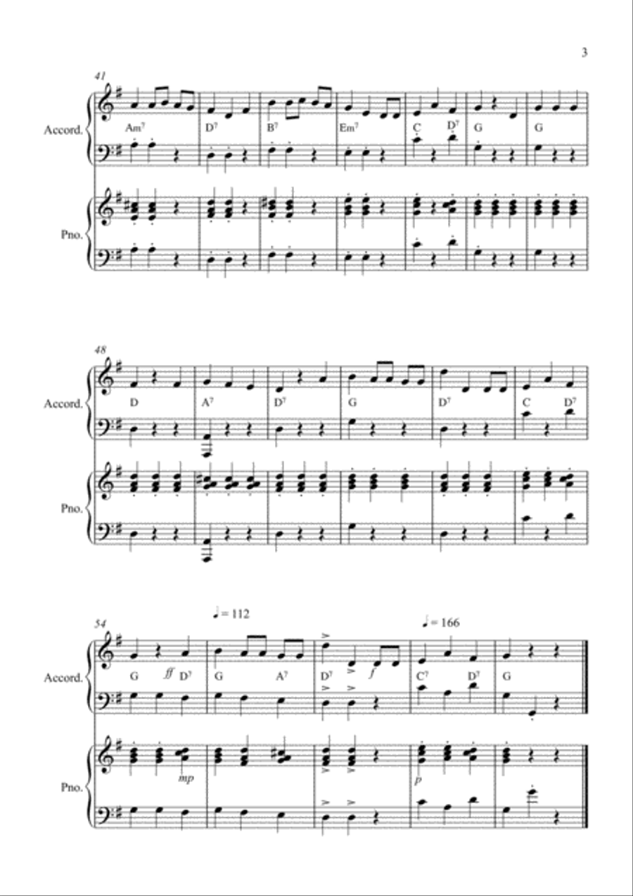 We Wish you a Merry Christmas for Accordion Solo (or with piano) Piano Accompaniment scores gallery preview page 3