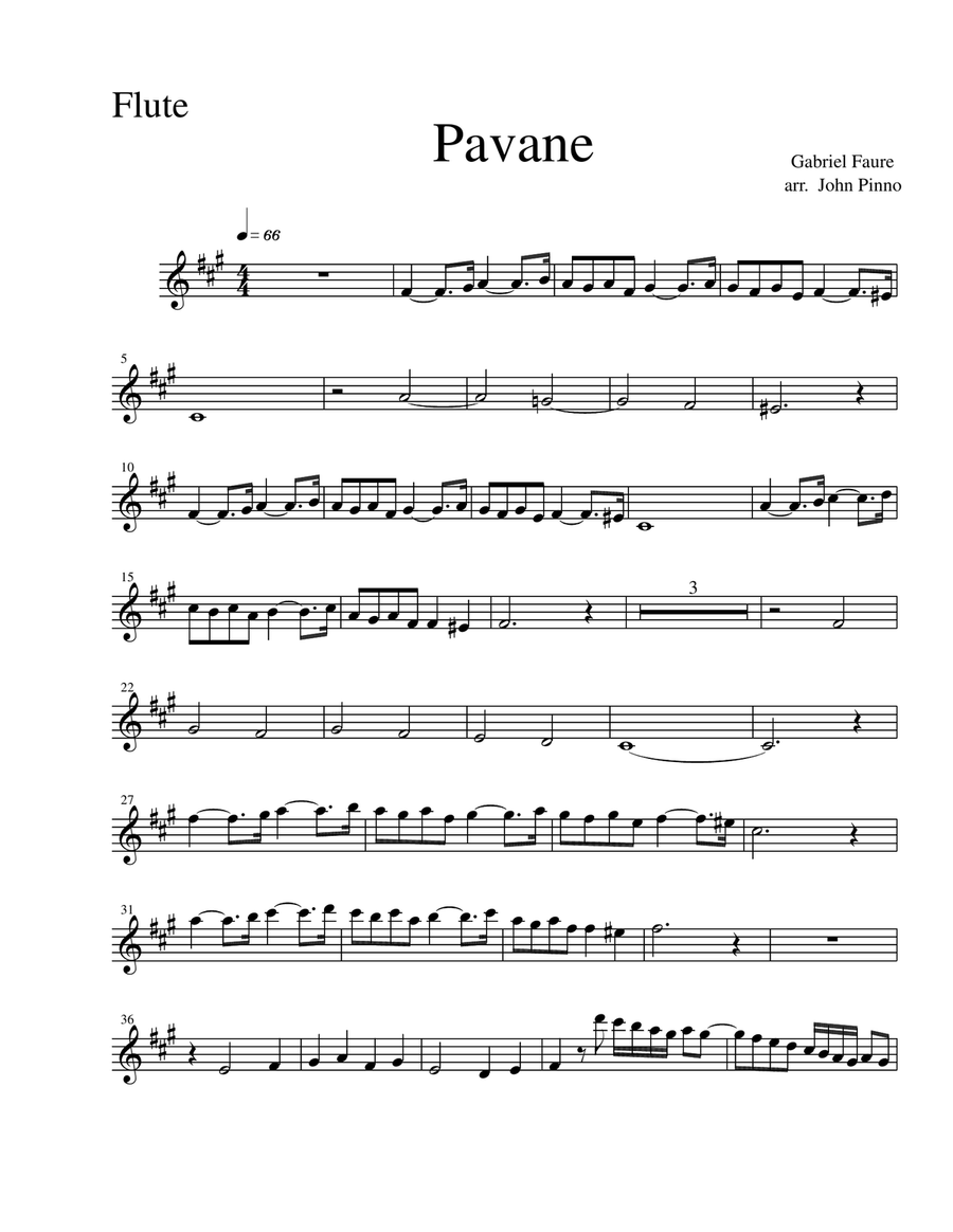 Faure: Pavane for flute, violin, and classical guitar Small Ensemble scores gallery preview page 2
