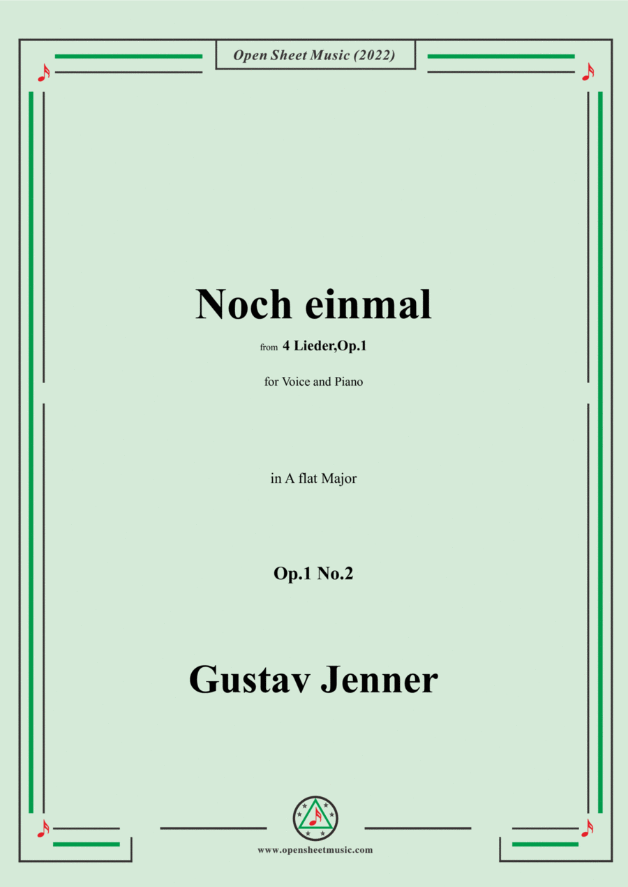 Jenner-Noch einmal,in A flat Major,Op.1 No.2,from '4 Lieder,Op.1' Voice scores gallery preview page 1