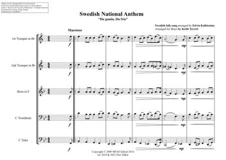 Swedish National & Royal Anthems for Brass Quintet (MFAO World National Anthem Series image number null