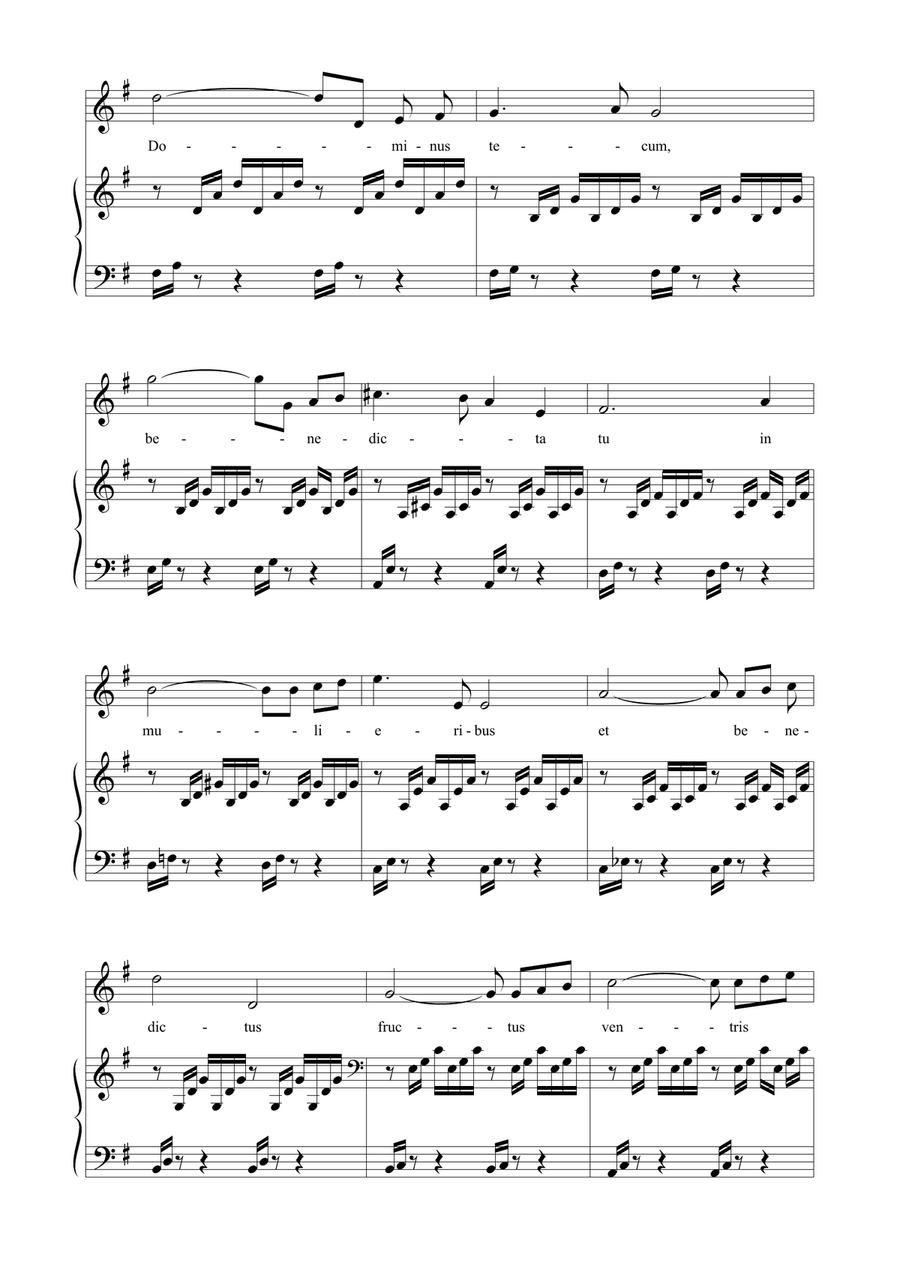 AVE MARIA - Bach-Gounod - For Soprano (or Tenor), or any instrument in C and Piano Small Ensemble scores gallery preview page 3