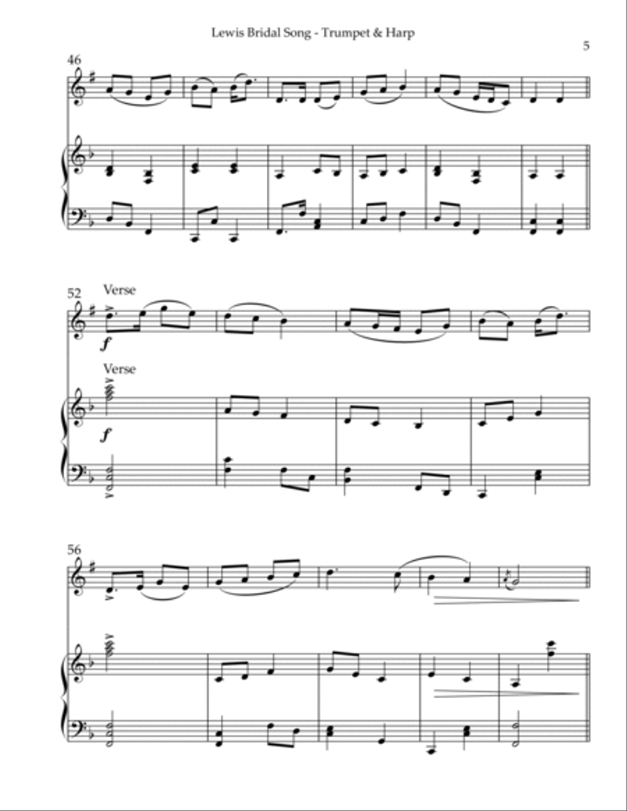 Lewis Bridal Song/Mairi’s Wedding, Duet for Bb Trumpet & Harp