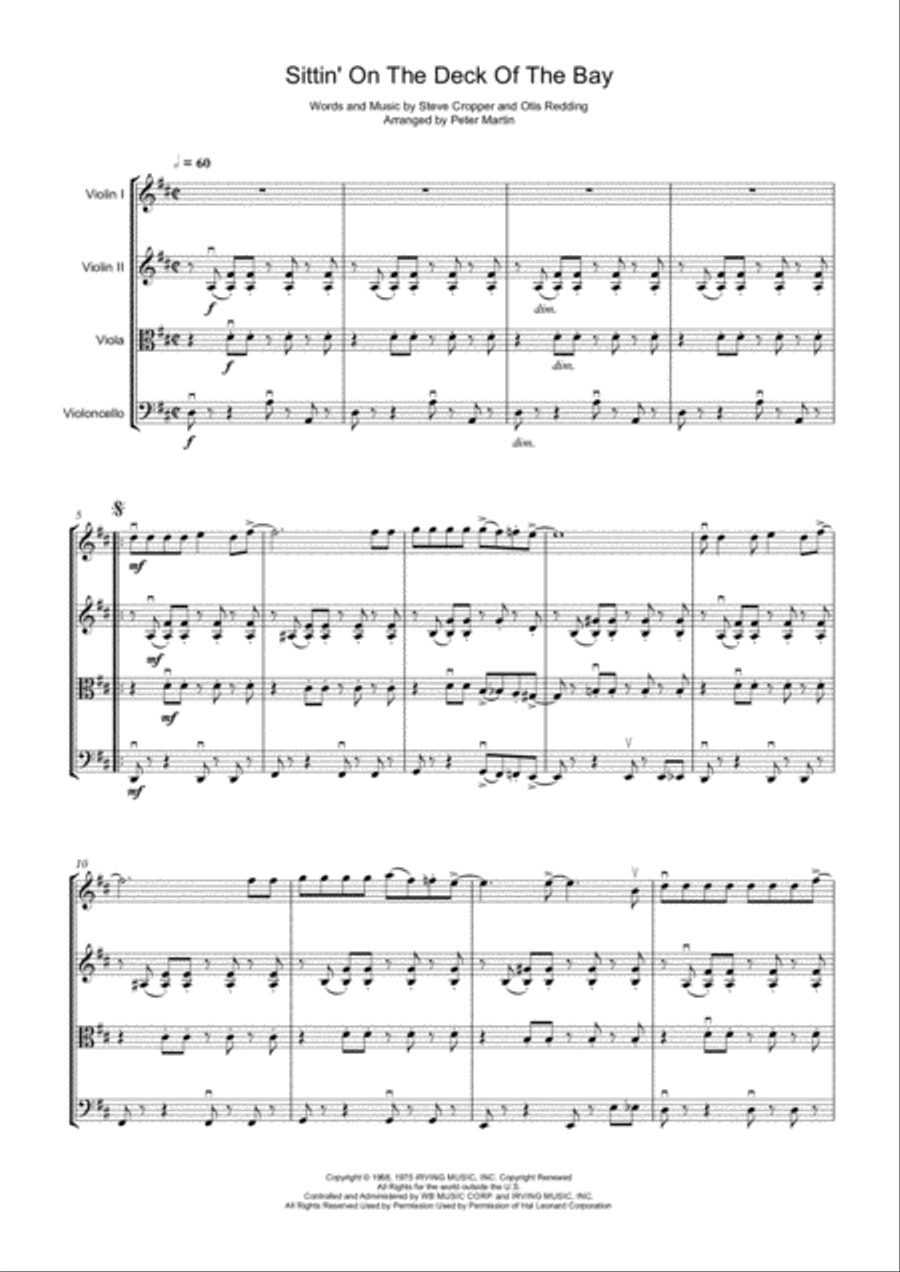 (Sittin' On) The Dock Of The Bay String Quartet scores gallery preview page 5