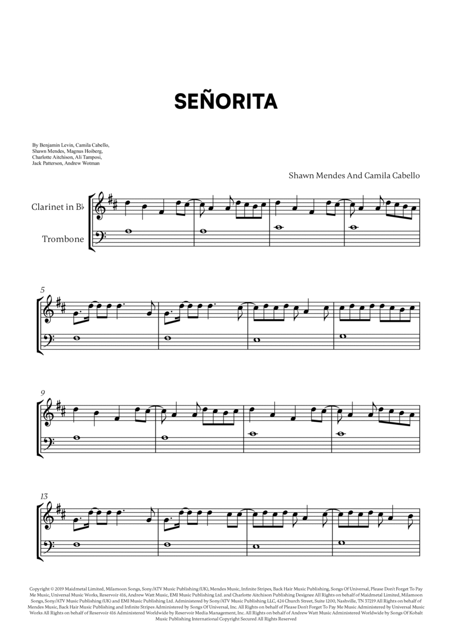 Señorita B-Flat Clarinet scores gallery preview page 1