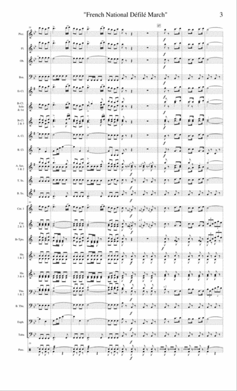 French National Defile (score only) Concert Band scores gallery preview page 3