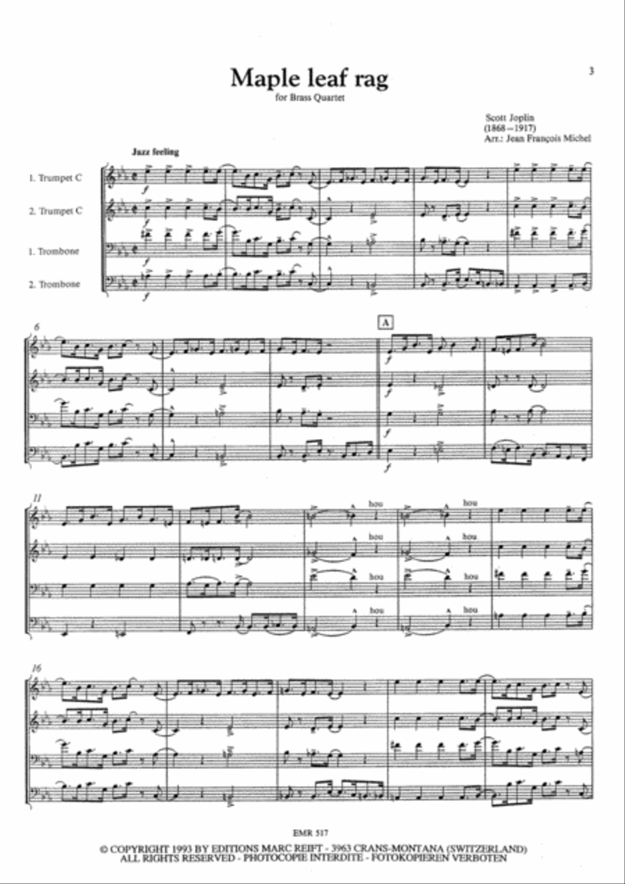 Maple Leaf Rag Brass Quartet scores gallery preview page 4